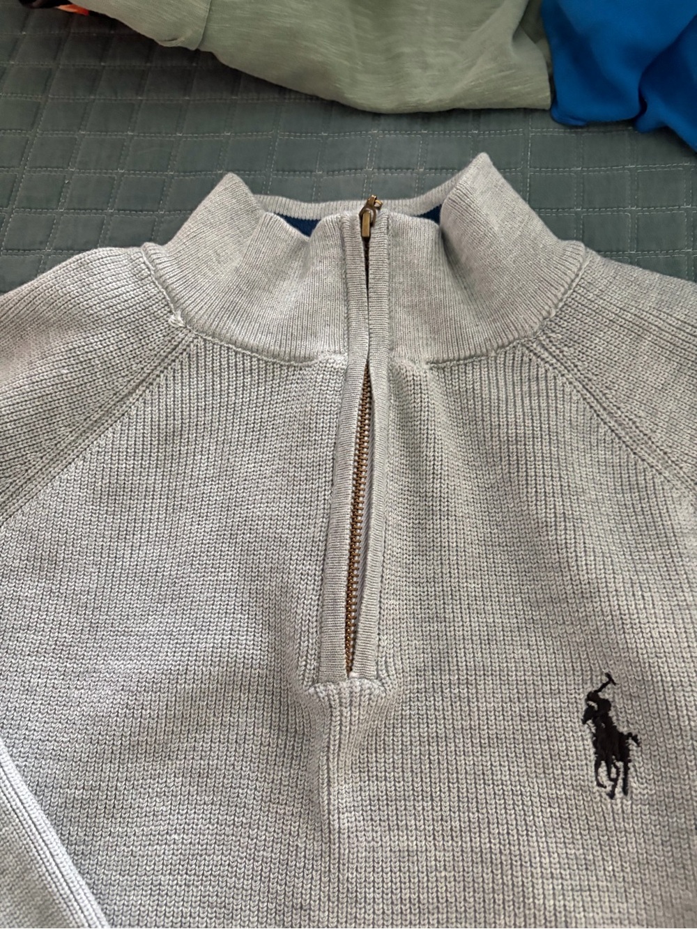 Polo by Ralph Lauren Men's Gray Half-Zip Sweater with Embroidered Pony